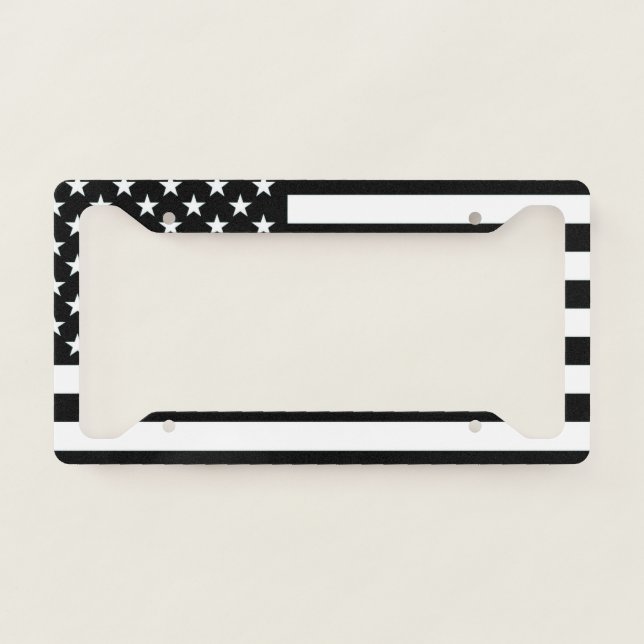Black & White American Flag License Plate Frame (Front)