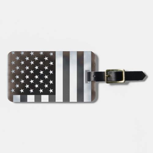 Black  White American Flag Luggage Bag Tag