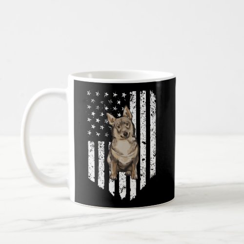 Black White American Flag Swedish Vallhund 4Th Of  Coffee Mug