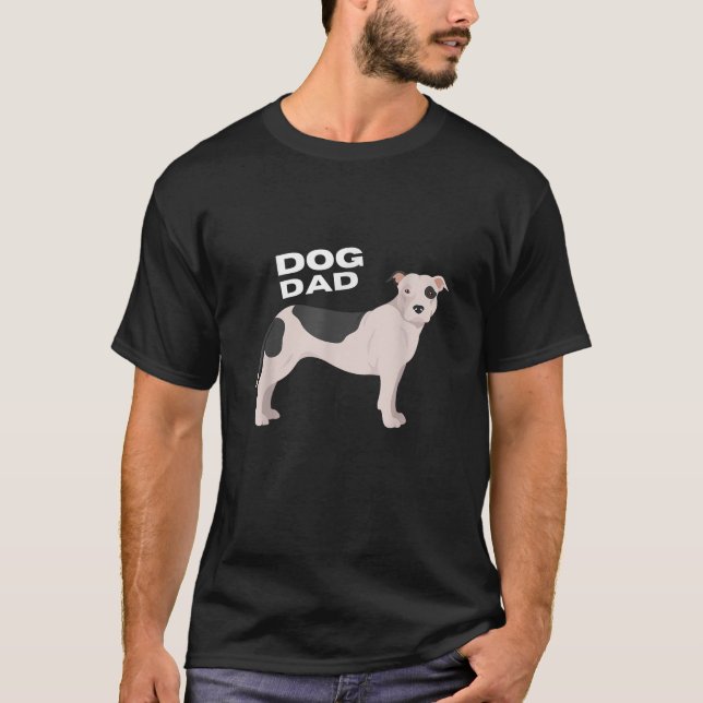 Black White American Pit Bull Terrier Dog Dad Man  T-Shirt (Front)