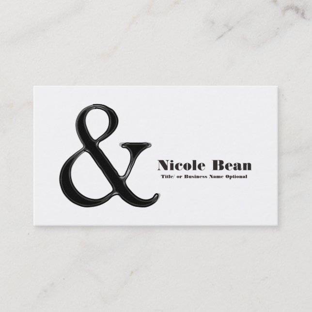 Black & White Ampersand Chic Modern Custom Business Card (Front)
