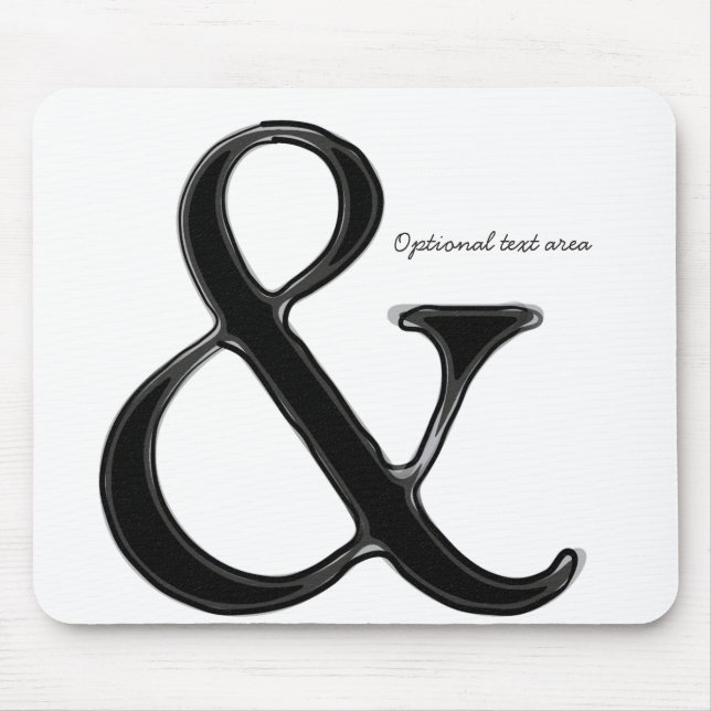 Black & White Ampersand Chic Modern Personalized Mouse Pad (Front)