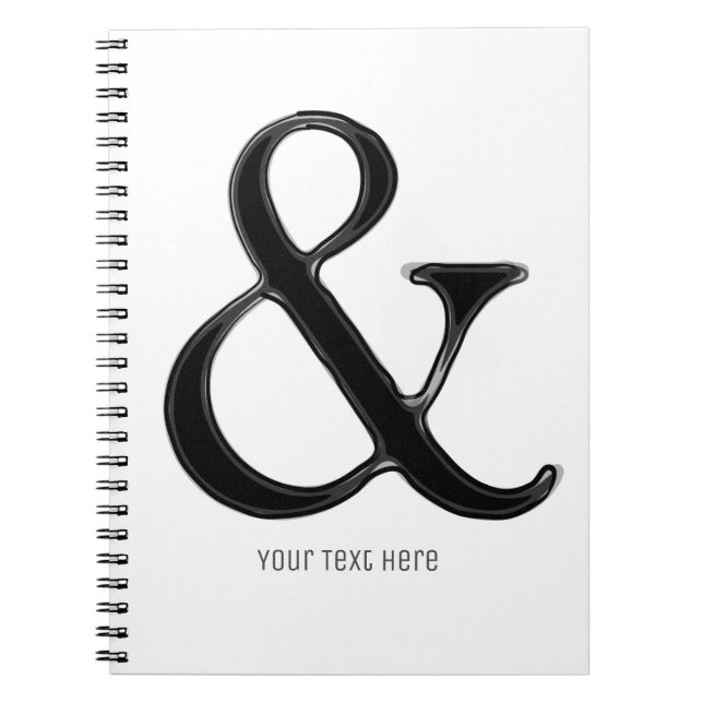 Black & White Ampersand Chic Modern Personalized Notebook (Front)