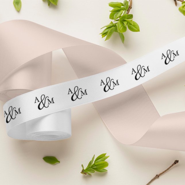 Black & White Ampersand Monogram Satin Ribbon (Creator Uploaded)