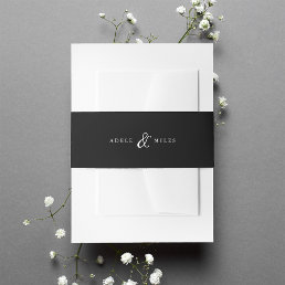 Black &amp; White Ampersand Personalized Wedding Invitation Belly Band