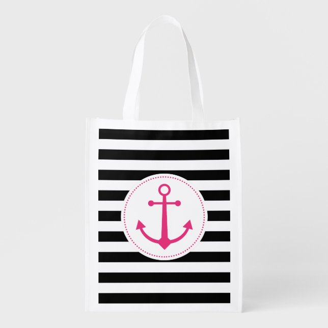 black & white anchor grocery bag (Front)
