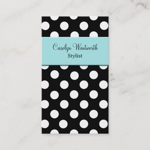 Black, White, and Aquamarine Ladies Business Card