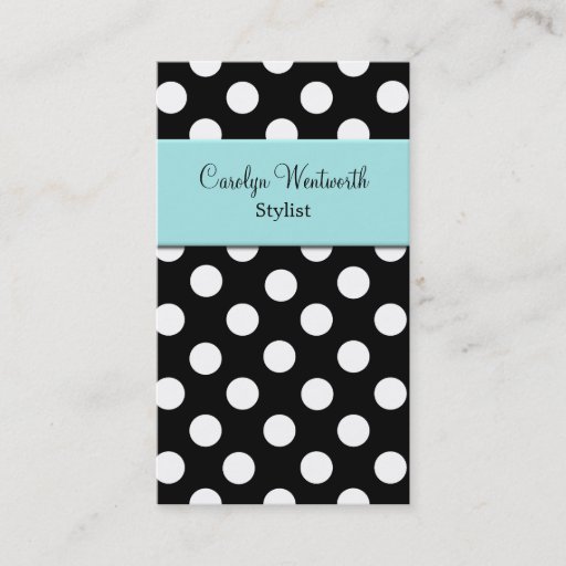 Customizable Black, White, and Aquamarine Ladies Business Card