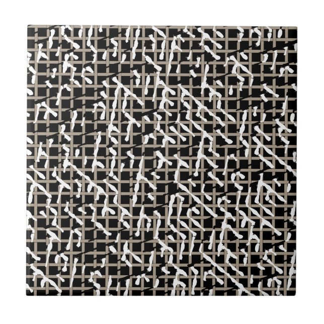 Black White and Beige Textured Ceramic Tile (Front)