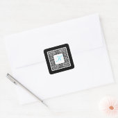 Black, White, and Blue Damask Monogram Sticker (Envelope)