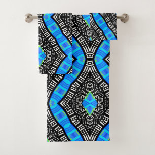 Black White And Blue Modern Tribal Towel Set