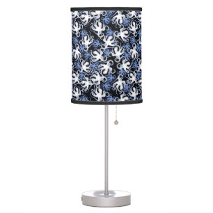 Black, White and Blue Octopus Seamless Pattern Table Lamp