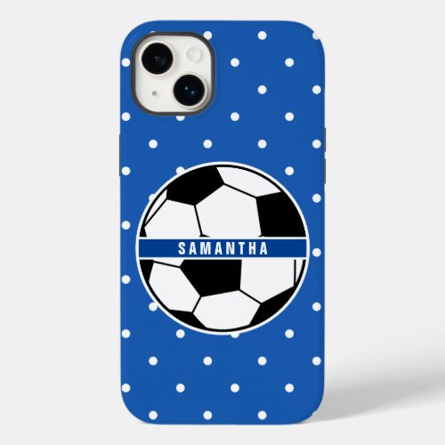 Black White and Blue Soccer Player Sports Monogram Case_Mate iPhone 14 Plus Case