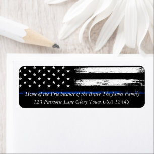 Black, White and Blue Stars and Stripes Flag Label