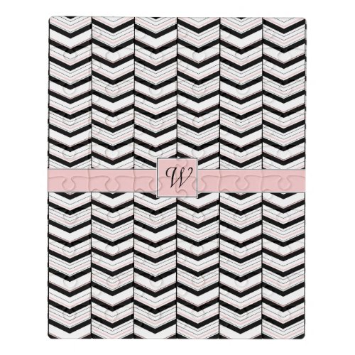 Black White and Blush Chevron Acrylic Puzzle