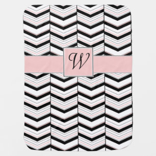 Black White and Blush Chevron Baby Blanket