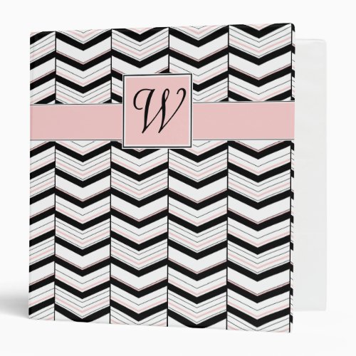 Black White and Blush Chevron Binder