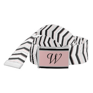 Black White and Blush Chevron Casual Belt