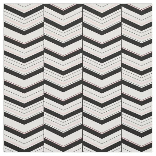 Black White and Blush Chevron Fabric