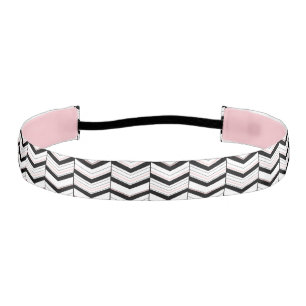 Black White and Blush Chevron Headband