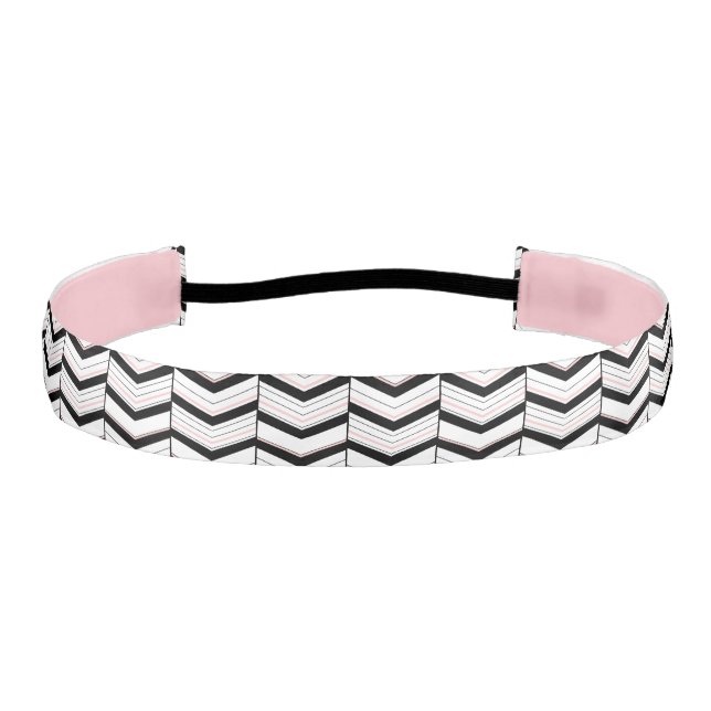 Black White and Blush Chevron Headband (Front)