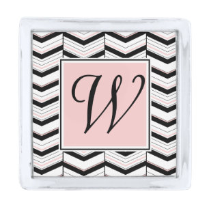 Black White and Blush Chevron Lapel Pin