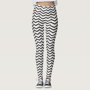 Black and White Optical Illusion Mosaic Pattern Leggings