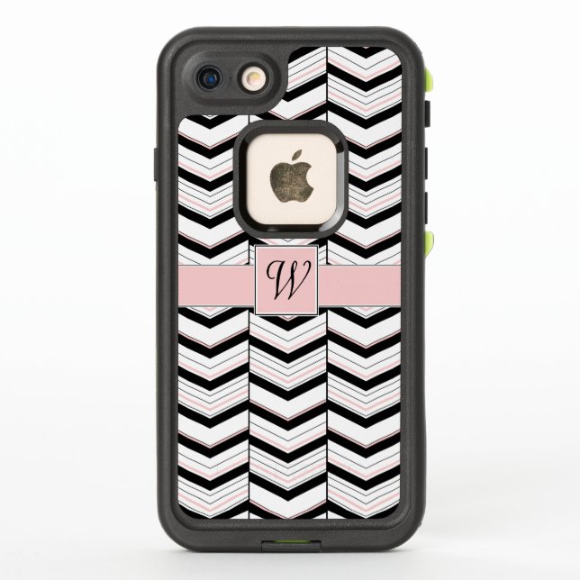 Black White and Blush Chevron Lifeproof Case (Back)