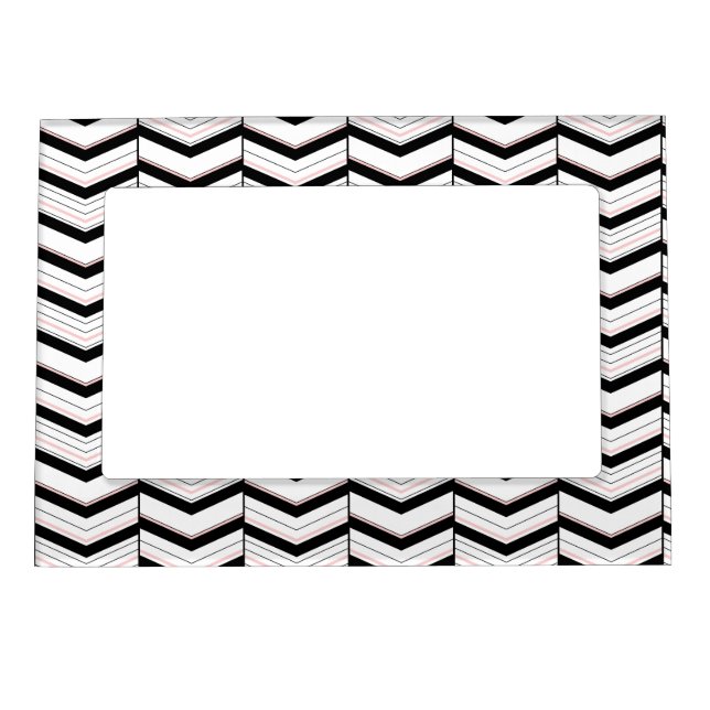 Black White and Blush Chevron Magnetic Frame (Front)