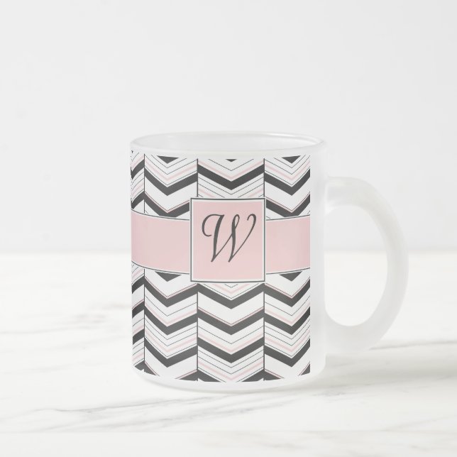 Black White and Blush Chevron Mug (Right)