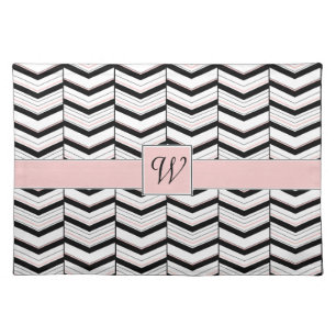 Black White and Blush Chevron Place Mat