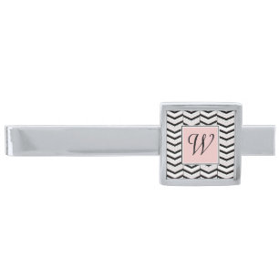 Black White and Blush Chevron Tie Bar