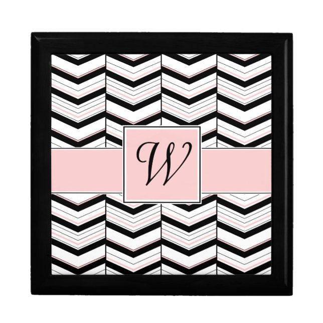 Black White and Blush Chevron Tile Box (Front)