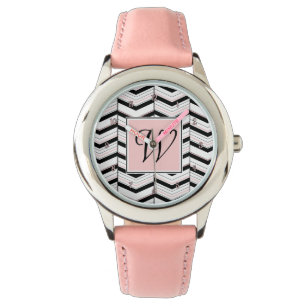 Black White and Blush Chevron Watch