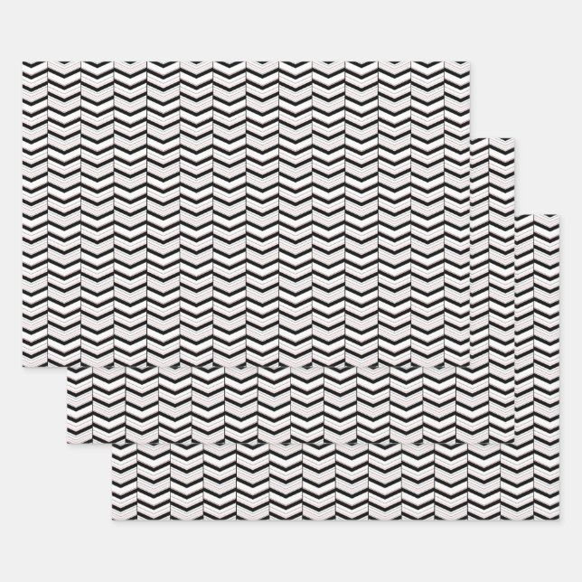 Black White and Blush Chevron Wrapping Paper Set (Set)