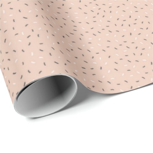 Black White and Blush Pink Pattern Wrapping Paper