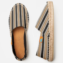 Black White and Camel Brown Thick and Thin Stripes