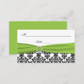 Black, White, and Chartreuse Damask Placecards (Front/Back)