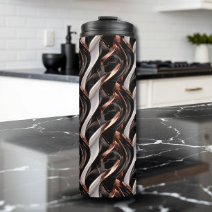 Black, White and Copper Abstract 3D Illusion Thermal Tumbler