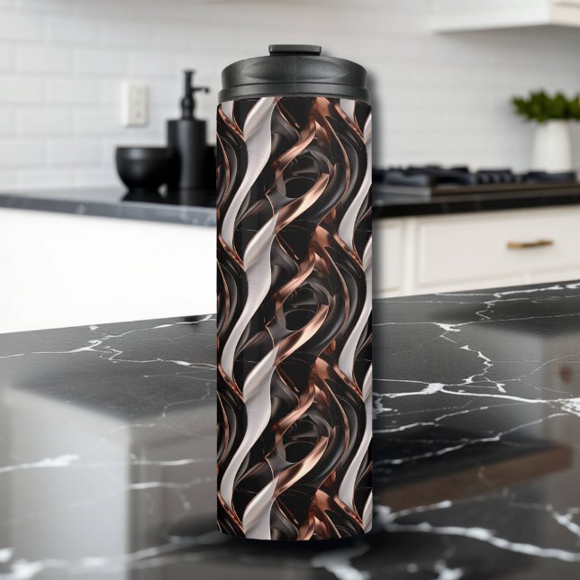 Black, White and Copper Abstract 3D Illusion Thermal Tumbler (Creator Uploaded)