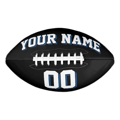 BLACK WHITE AND DEEP BLUE Custom Football