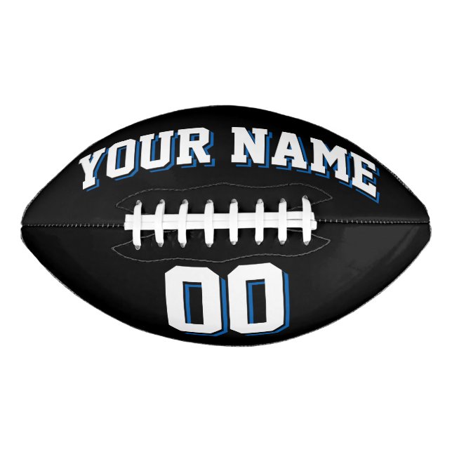 BLACK WHITE AND DEEP BLUE Custom Football (Front)