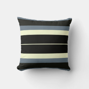 black, white and dusty blue stripes throw pillow