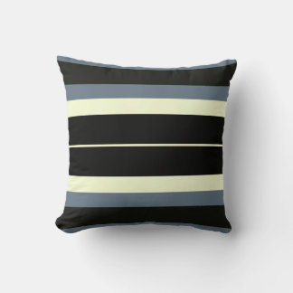 black, white and dusty blue stripes throw pillow