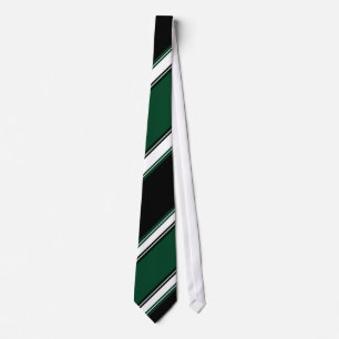Black White and Evergreen University Stripe Tie