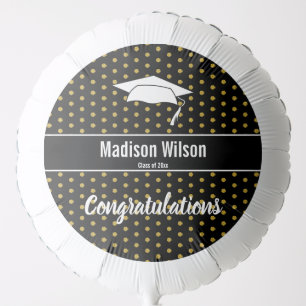 Black White and Faux Gold Graduate Congratulations Balloon