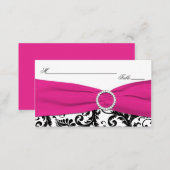 Black, White, and Fuchsia Damask Placecards (Front/Back)
