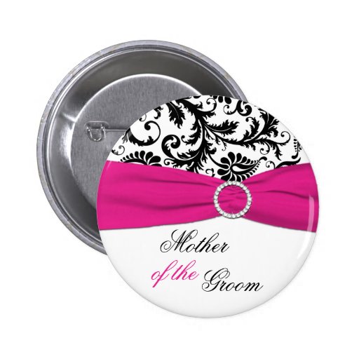 Black, White, and Fuchsia Mother of the Groom Pin | Zazzle