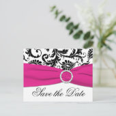 Black, White, and Fuchsia Save the Date Postcard (Standing Front)