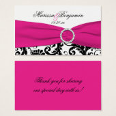 Black, White, and Fuchsia Wedding Favor Tag (Front & Back)